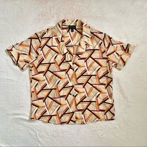 Retro Button Up Collared Blouse